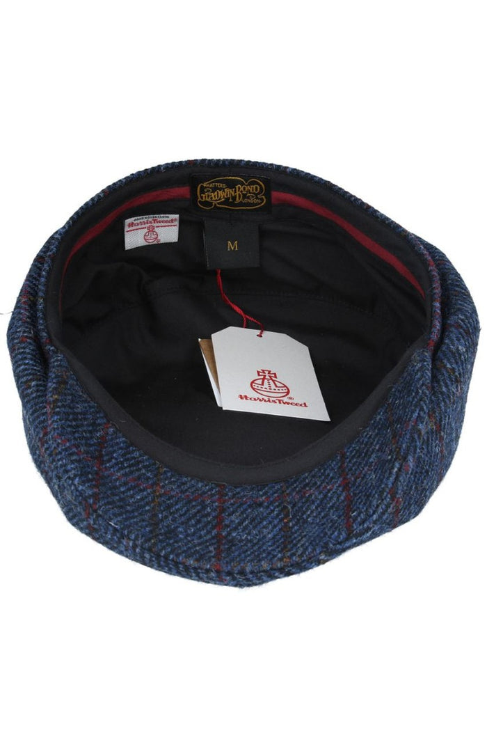 HARRIS TWEED - NAVY TWEED PURE WOOL FLAT CAP