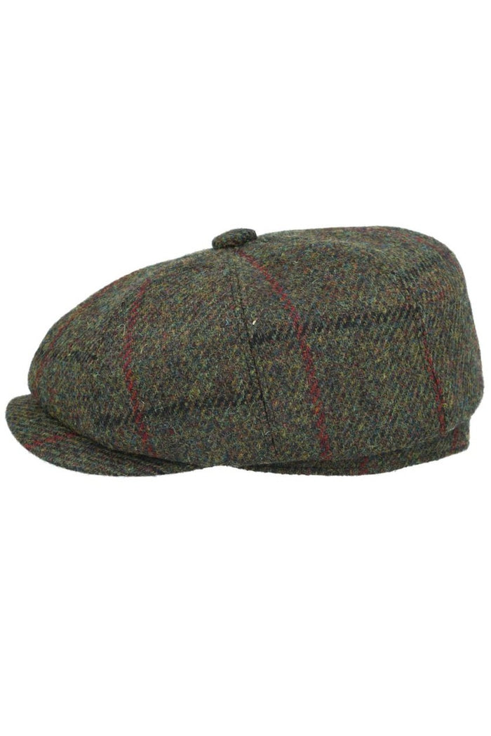 HARRIS TWEED - PURE WOOL GREEN FLAT CAP