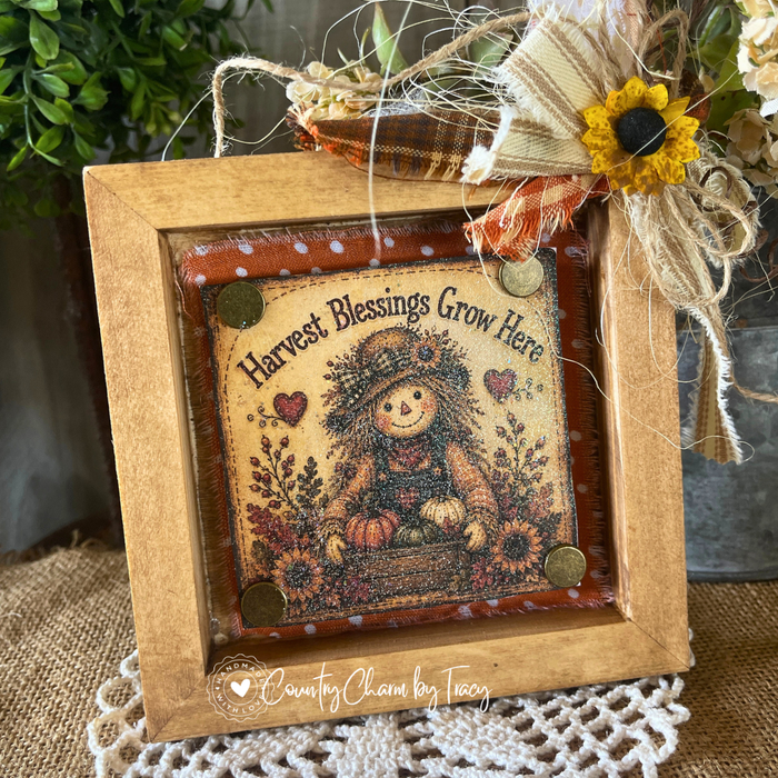 Harvest Blessings Grow Here - 5x5 Shadow Box Decor