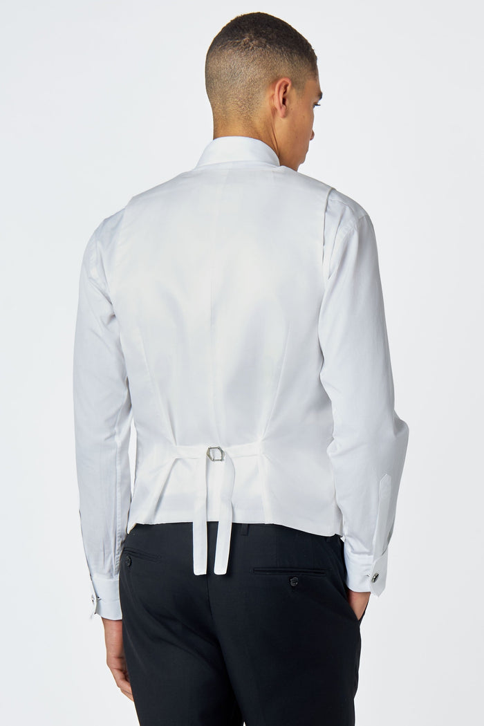 HENRY – FLOCKED WHITE JACQUARD TUXEDO SUIT WAISTCOAT