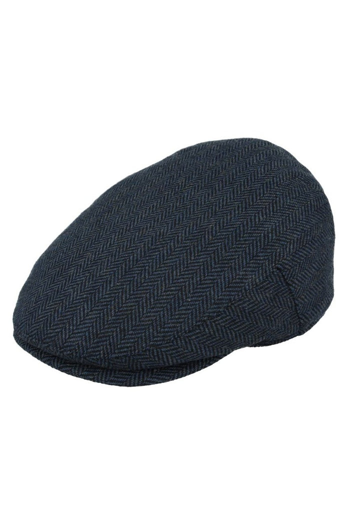 HERRINGBONE WOOL BLEND FLAT CAP