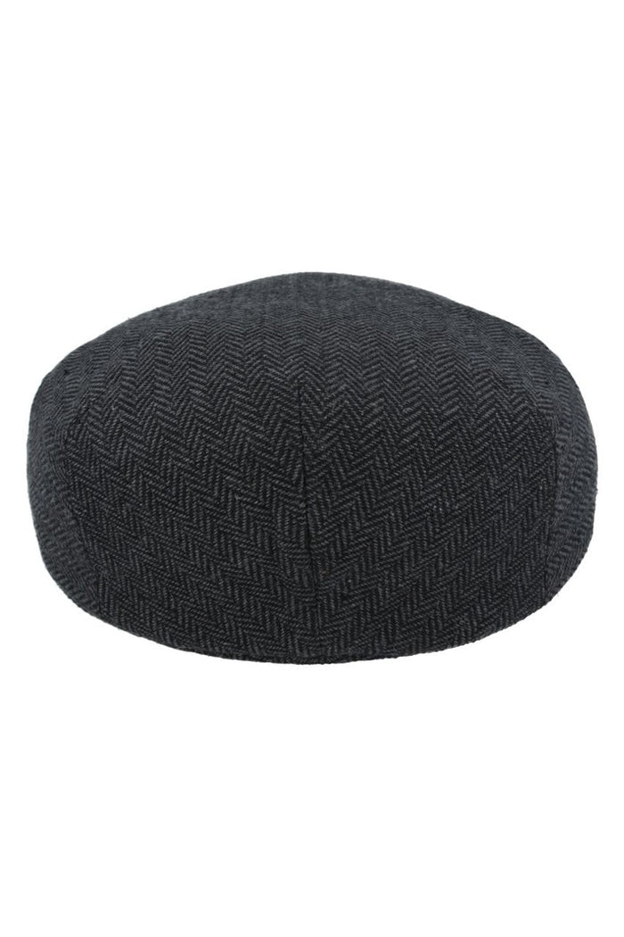 HERRINGBONE WOOL BLEND FLAT CAP