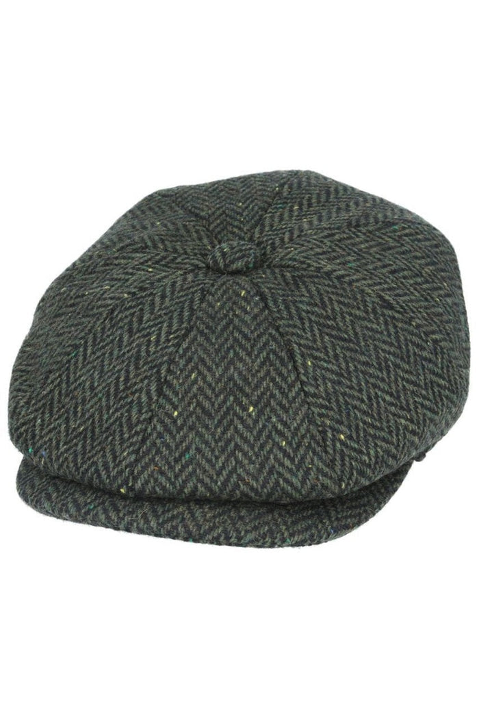 HERRINGBONE WOOL BLEND NEWSBOY FLAT CAP