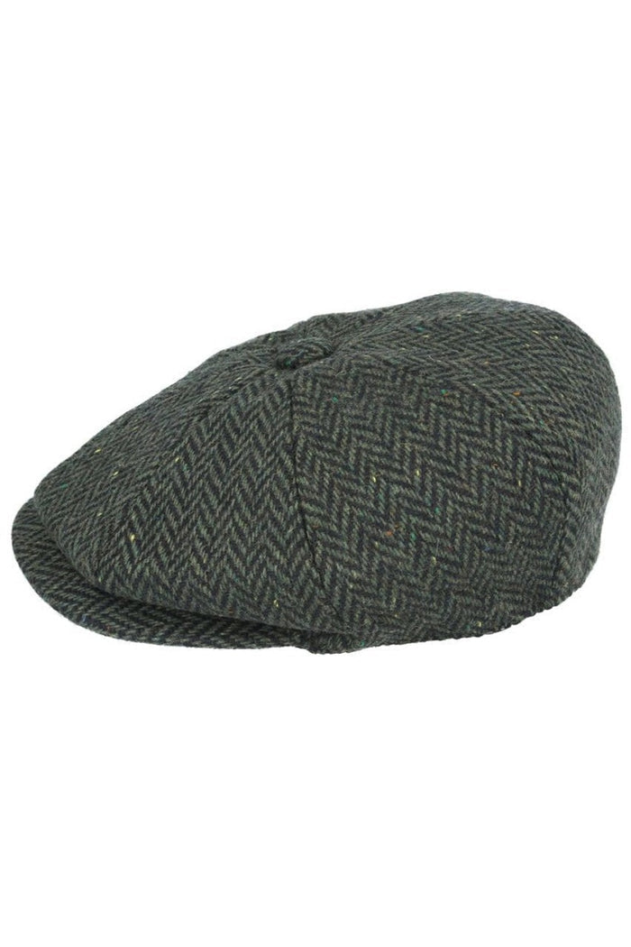 HERRINGBONE WOOL BLEND NEWSBOY FLAT CAP