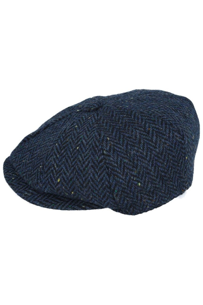 HERRINGBONE WOOL BLEND NEWSBOY FLAT CAP