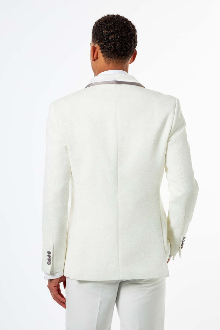 Ivory Jacquard Wedding Tuxedo Jacket Tailored Fit
