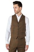 Jarvis - Brown Tweed Check Collar waistcoat