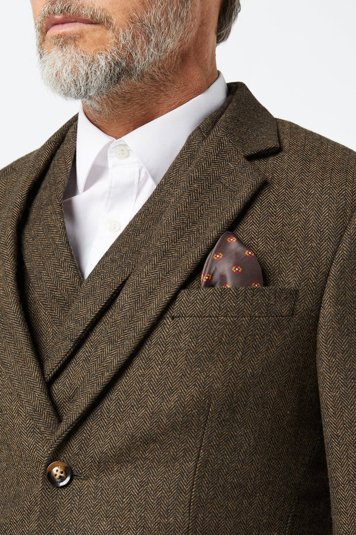JAX - BROWN HERRINGBONE TWEED JACKET