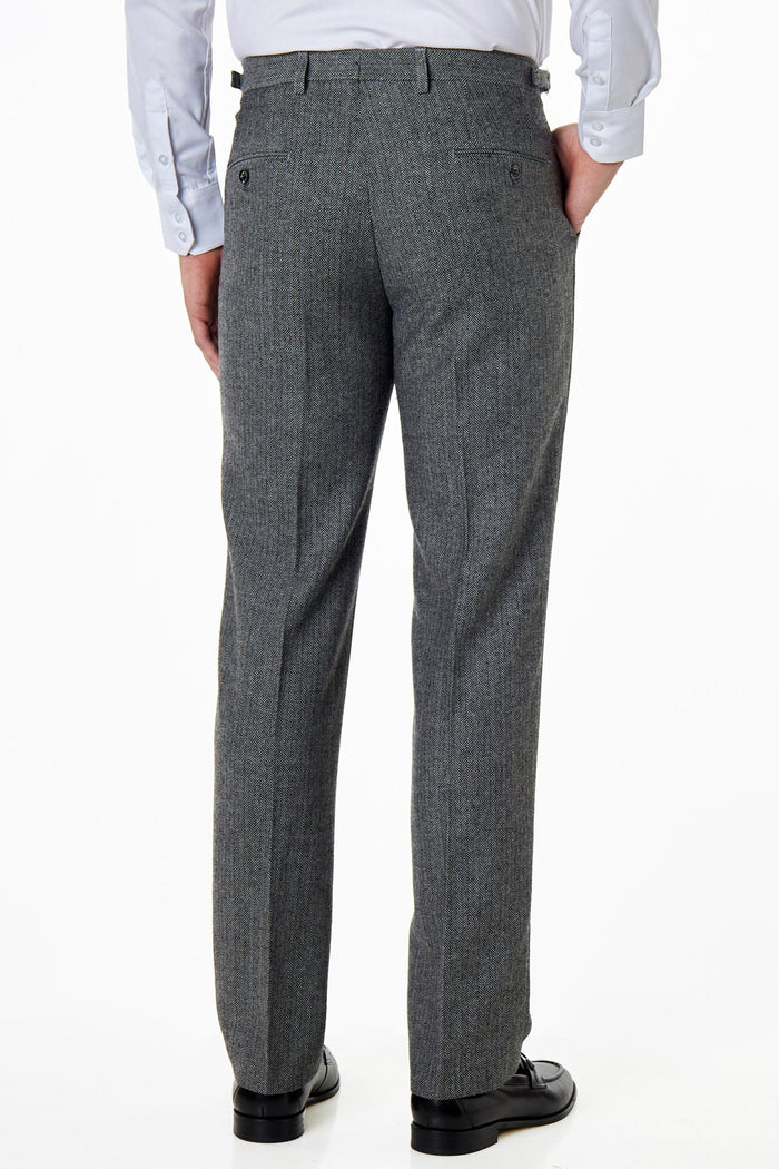 Jax -Mens Grey Herringbone Tweed Trouser