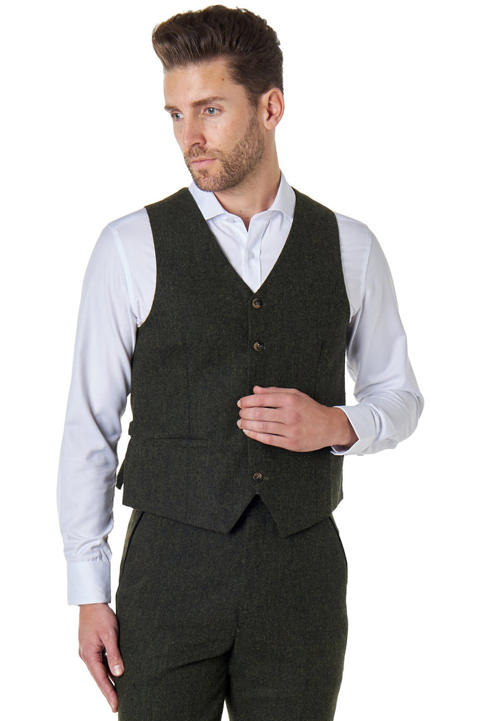 JIM - TWEED GREEN WAISTCOAT