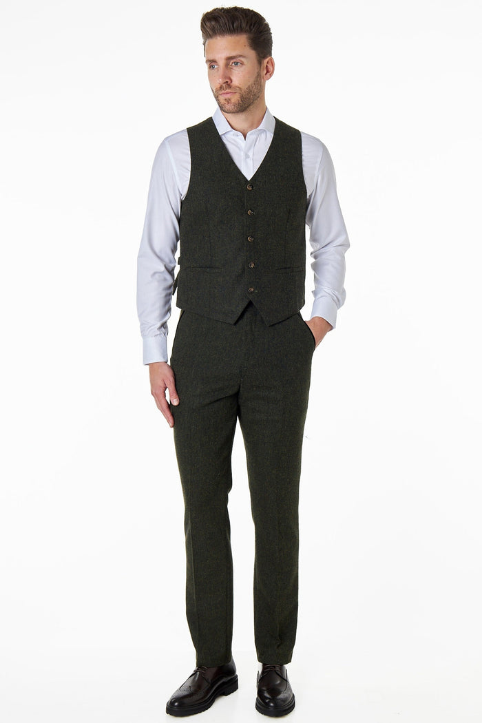 JIM - TWEED GREEN WAISTCOAT