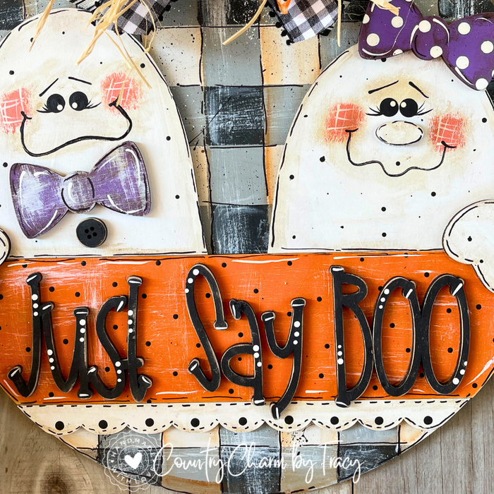 Just Say Boo – Halloween 2 Ghosts 15″ Door Hanger