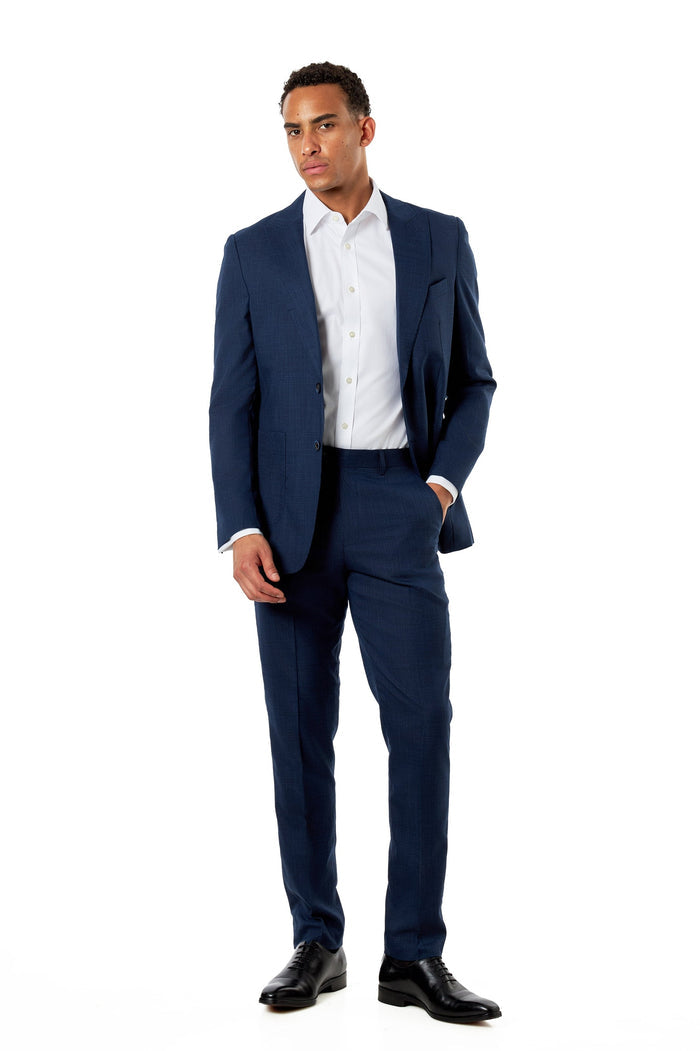 Kaiser - Navy Textured Tailored Suit Jacket / Blazer