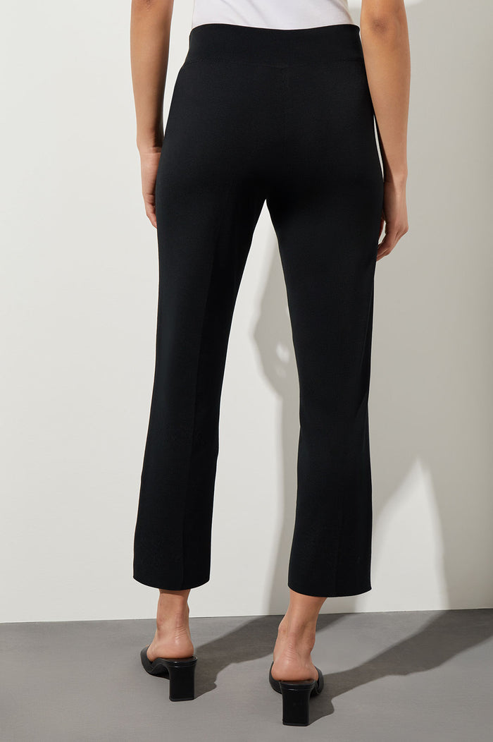 Straight-Leg Ankle Pant - Knit, Black | Ming Wang