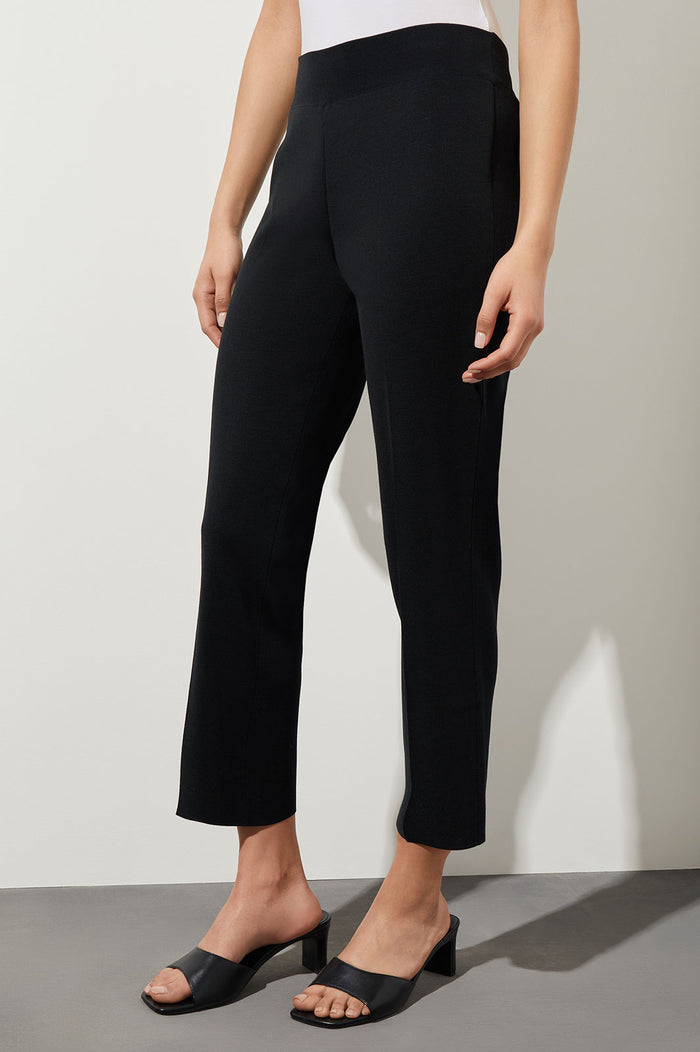 Straight-Leg Ankle Pant - Knit, Black | Ming Wang