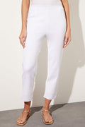 Lined Straight Leg Knit Ankle Pant, White | Ming Wang
