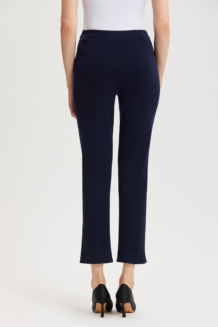 Knit Straight-Leg Ankle Pants, Indigo, Indigo | Ming Wang