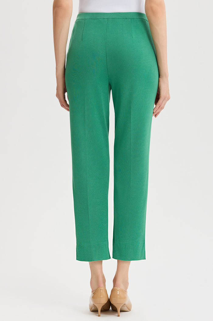 Knit Straight-Leg Ankle Pants, Kelly Green, Kelly Green | Ming Wang