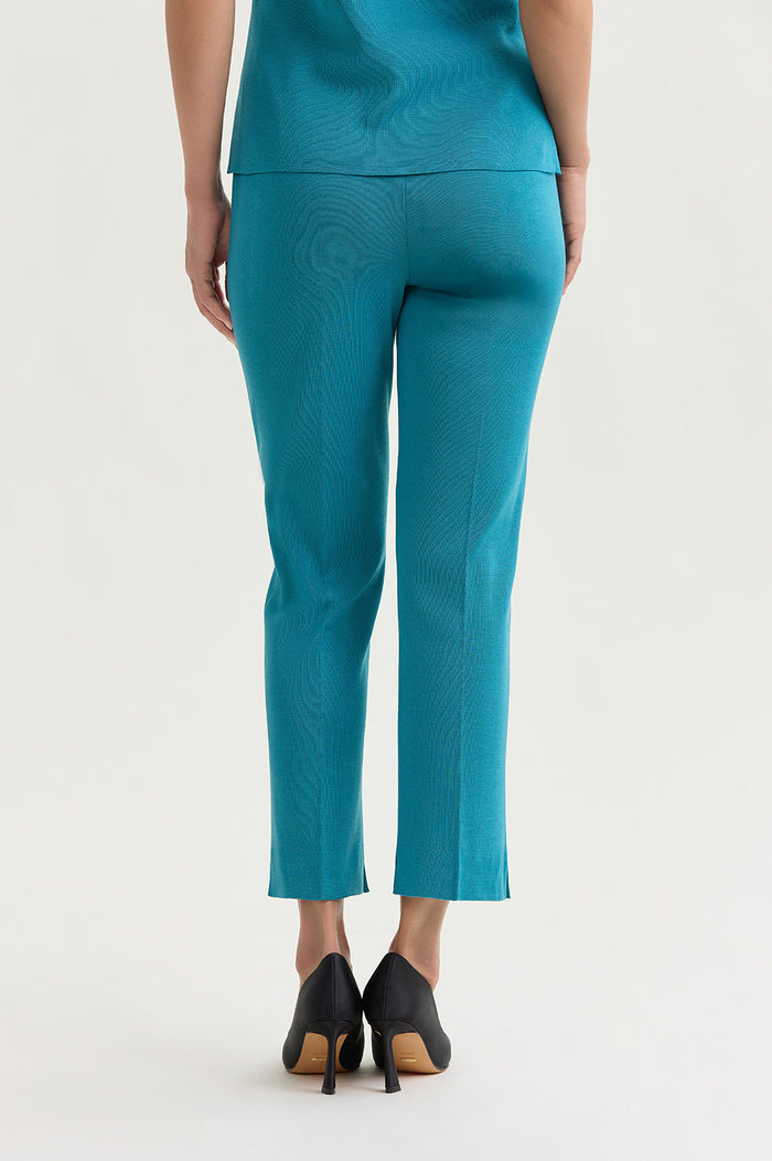 Knit Straight-Leg Ankle Pants, Nebula, Nebula | Ming Wang