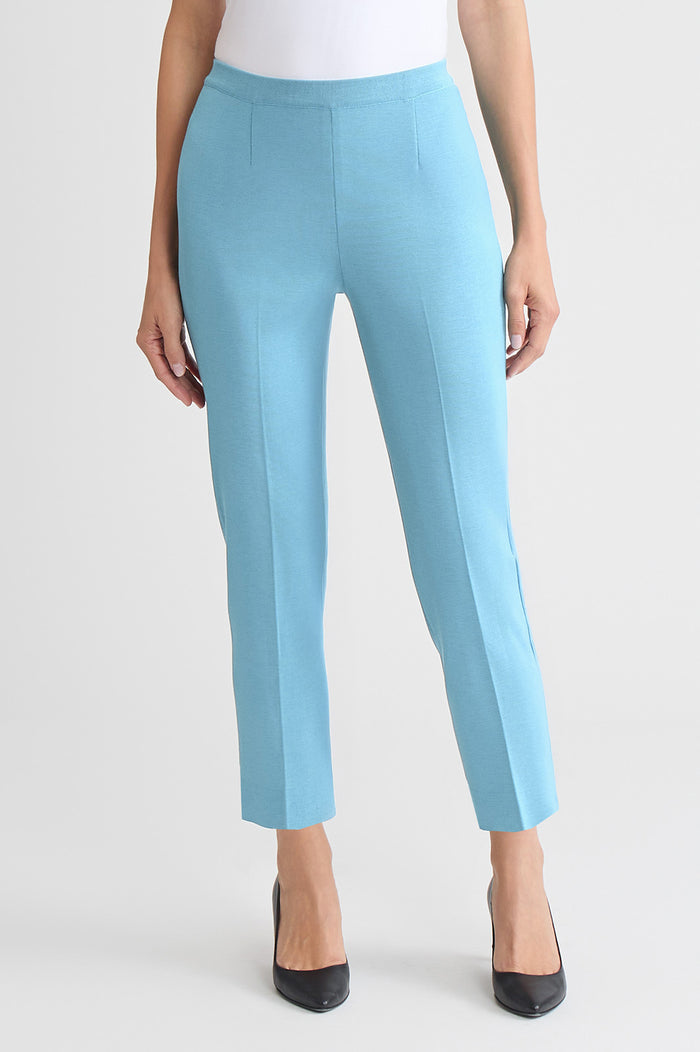Knit Straight-Leg Ankle Pants, Serene, Serene | Ming Wang