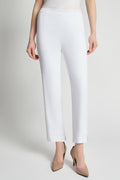 Knit Straight-Leg Ankle Pants, White | Ming Wang