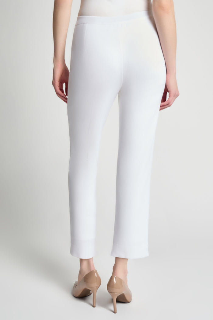 Knit Straight-Leg Ankle Pants, White | Ming Wang