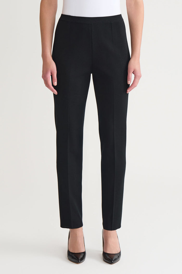 Knit Straight-Leg Pants, Black | Ming Wang
