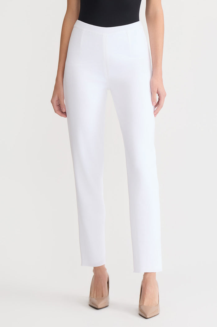 Knit Straight-Leg Pants, White | Ming Wang