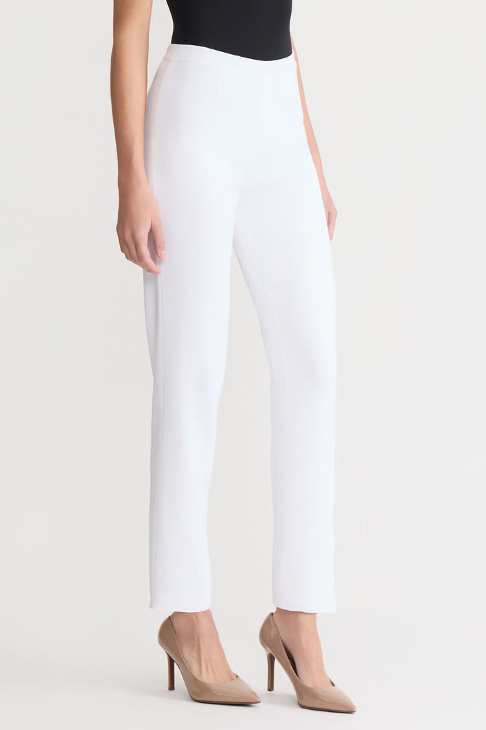 Knit Straight-Leg Pants, White | Ming Wang