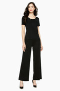 Wide Leg Knit Pant and Short Sleeve Tunic in Black