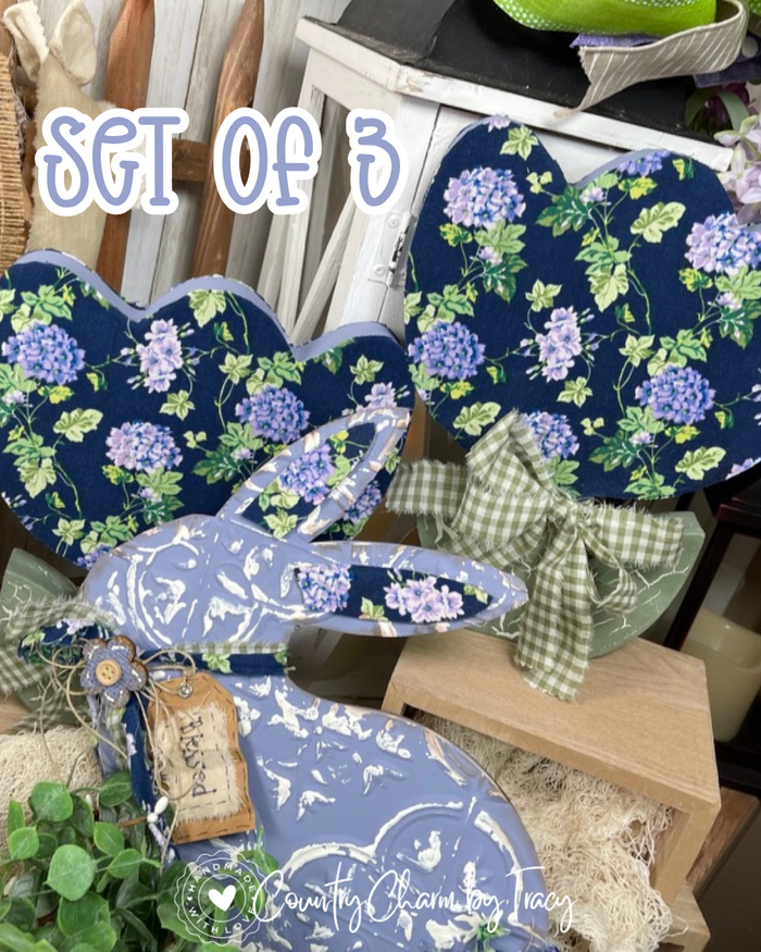 Lavender Bunny and Tulip Set of 3 –  Coordinating Set - Home Decor