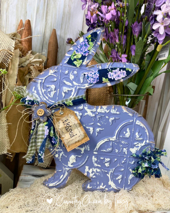 Lavender Bunny and Tulip Set of 3 –  Coordinating Set - Home Decor