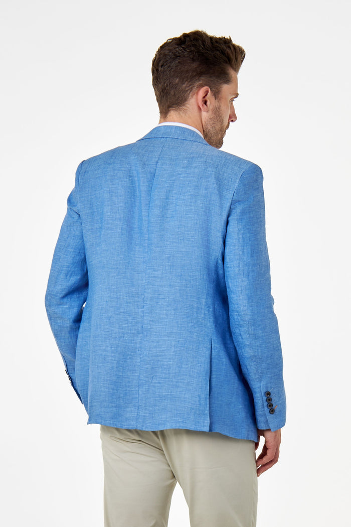 LEWIS - Sky Blue Linen Tailored Fit Summer Suit Blazer