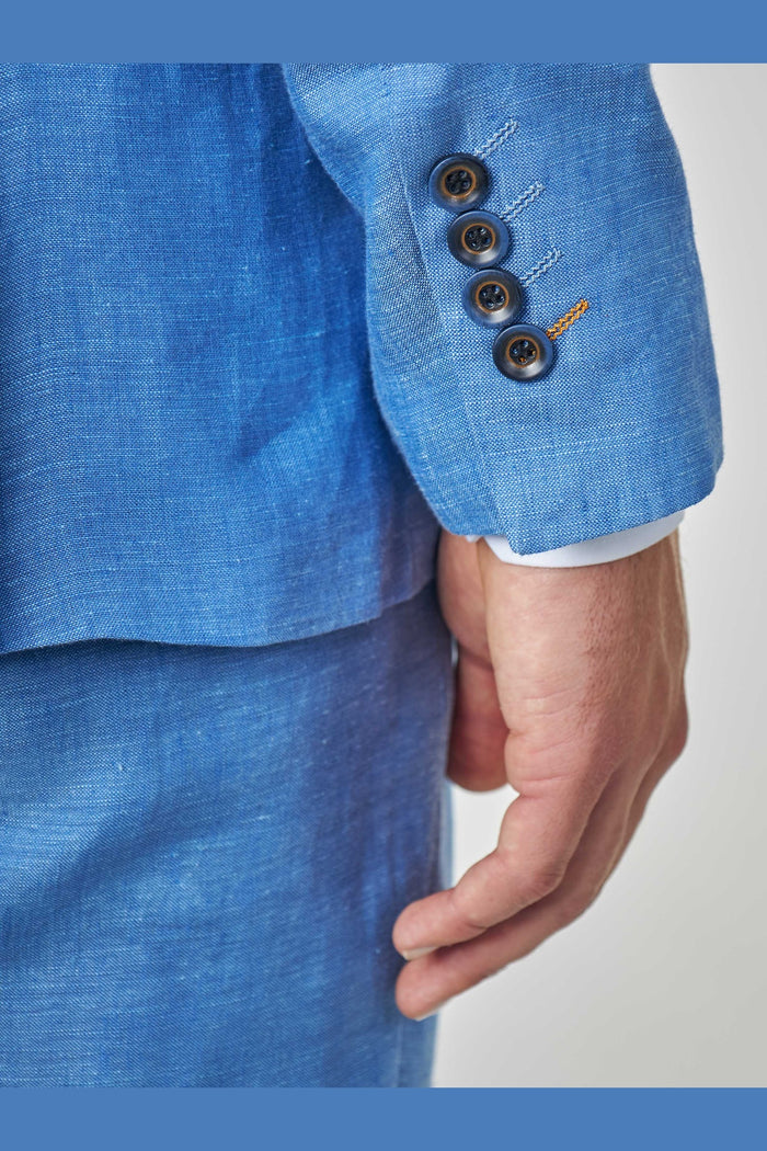 LEWIS - Sky Blue Linen Tailored Fit Summer Suit Blazer