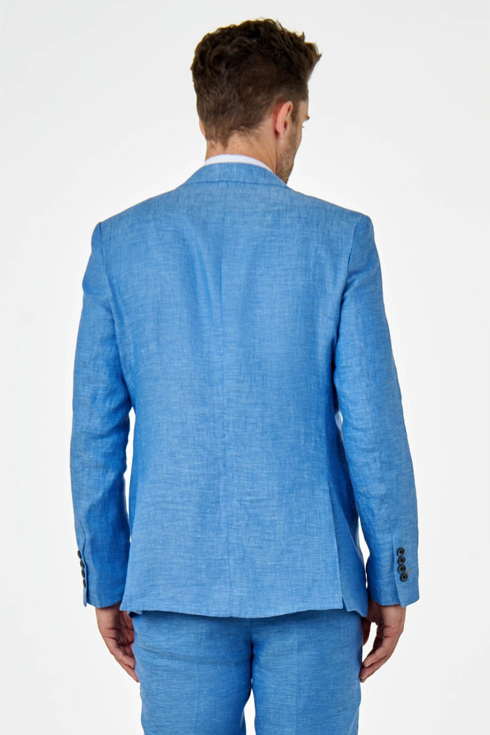 LEWIS - Sky Blue Linen Tailored Fit Summer Suit Blazer