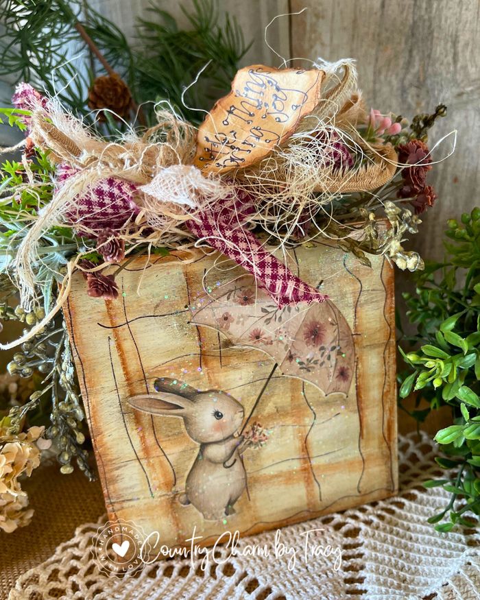 Little Things Bring Joy Bunny Block Shelf Sitter #1