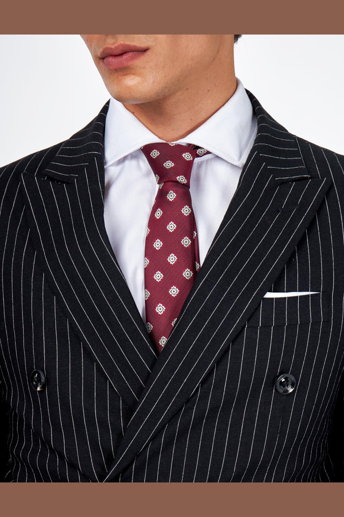 LLOYD – Black Pinstripe Double Breasted Linen Suit