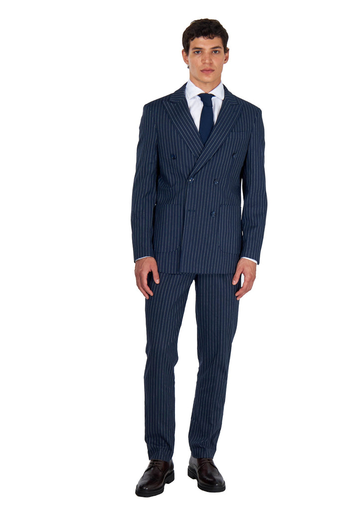 LLOYD – Double Breasted Navy Pinstripe Linen Suit