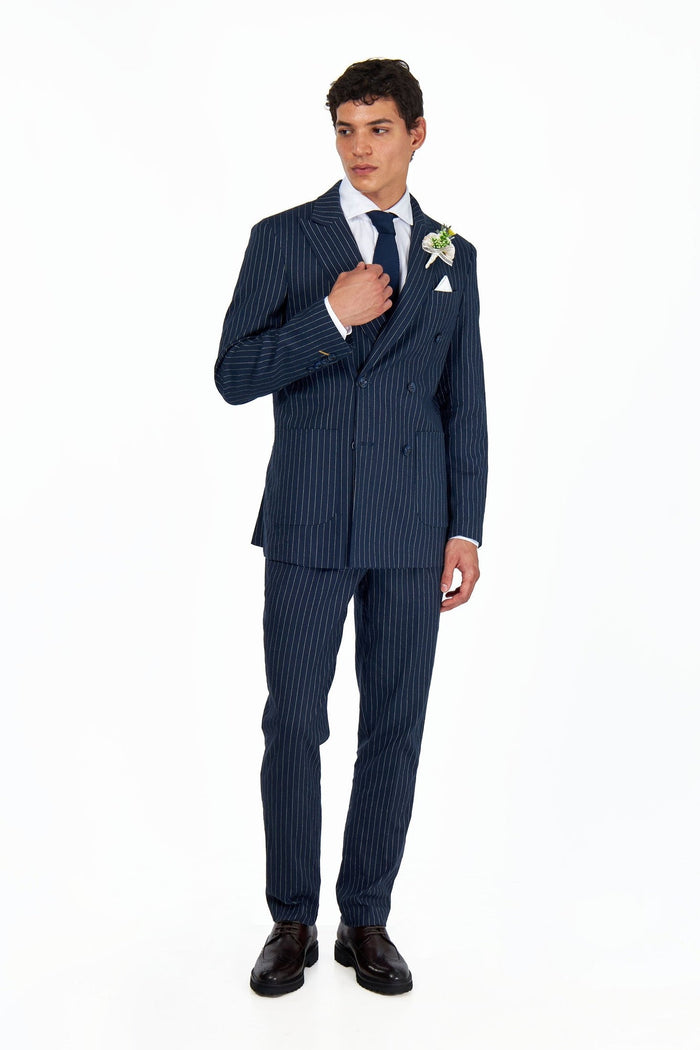 LLOYD – Double Breasted Navy Pinstripe Linen Suit
