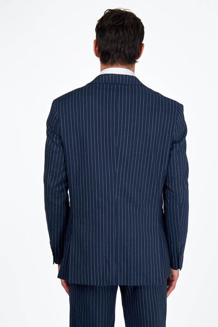 LLOYD – Double Breasted Navy Pinstripe Linen Suit