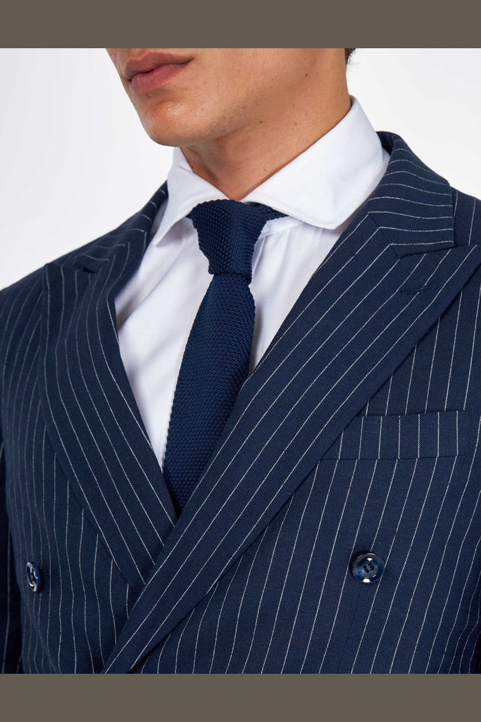 LLOYD – Double Breasted Navy Pinstripe Linen Suit