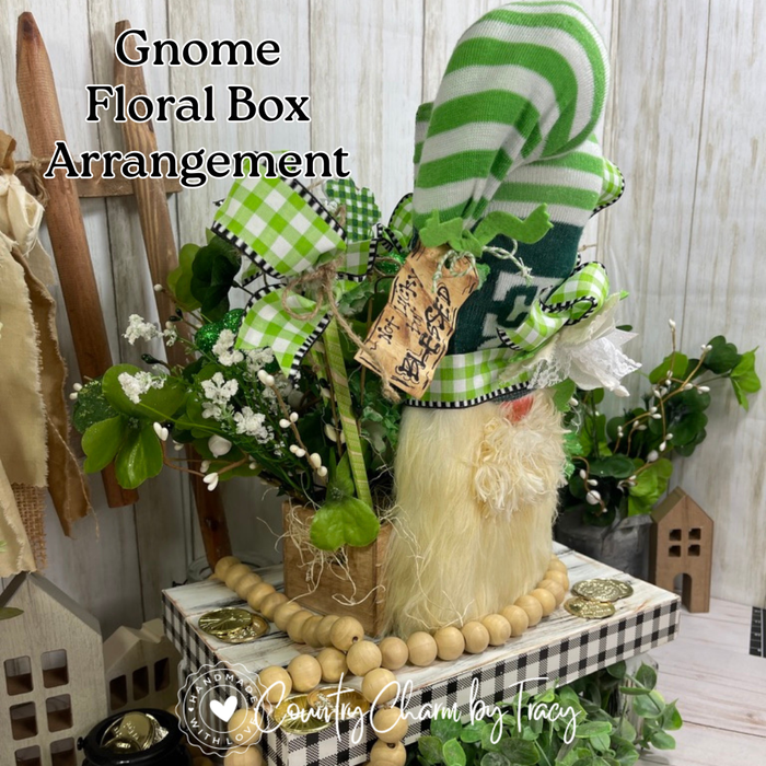Lucky Little Things One-of-a-Kind Gnome Floral Centerpiece – Whimsical St. Patrick’s Day Shelf Decor