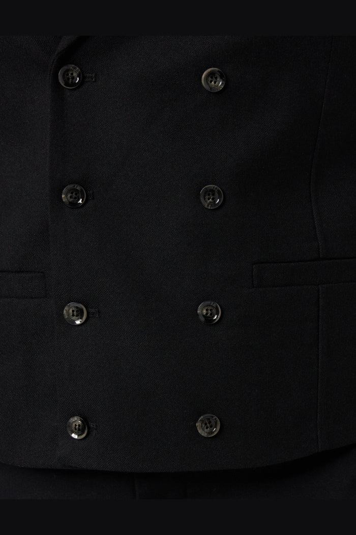 MAX DOUBLE BREASTED BLACK WAIST COAT