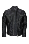 MEN'S BIKER LEATHER JACKET IN BLACK