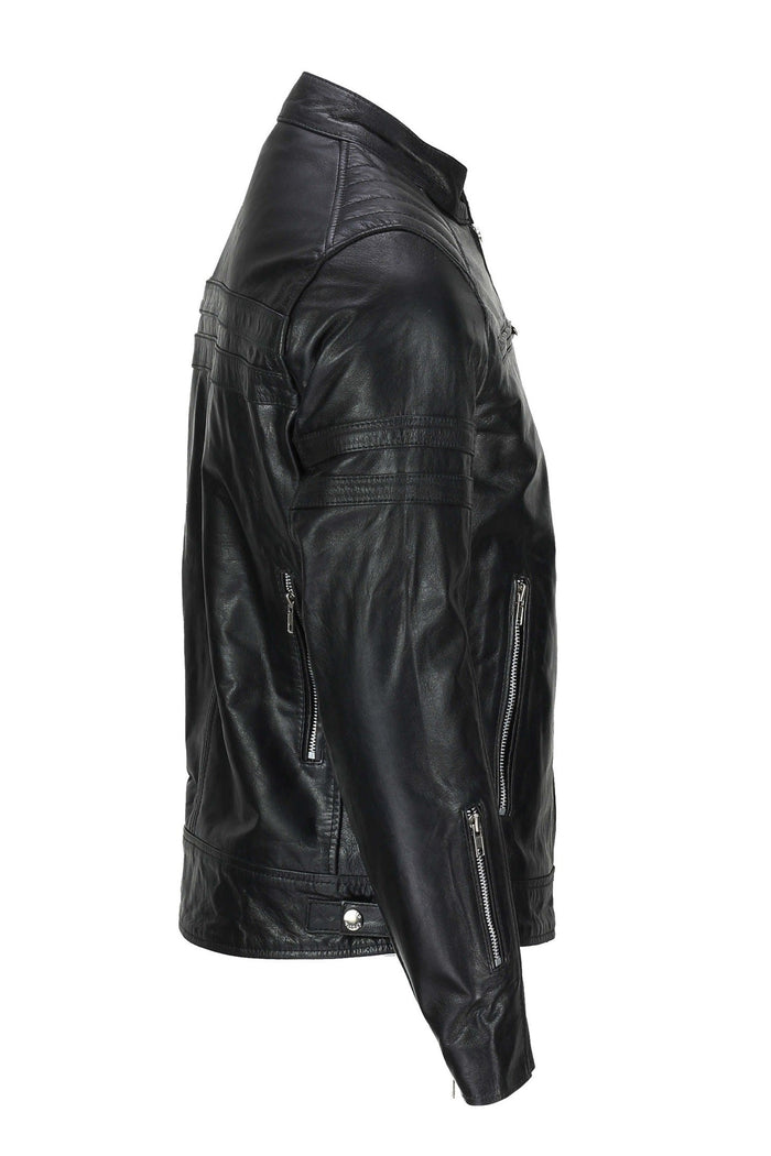 MEN'S BIKER LEATHER JACKET IN BLACK