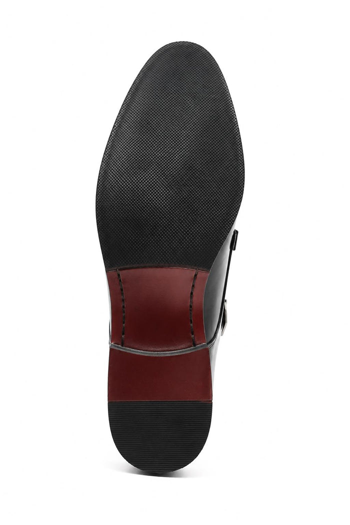 Men's Black Double Monk Strap Cap Toe Formal Shoes