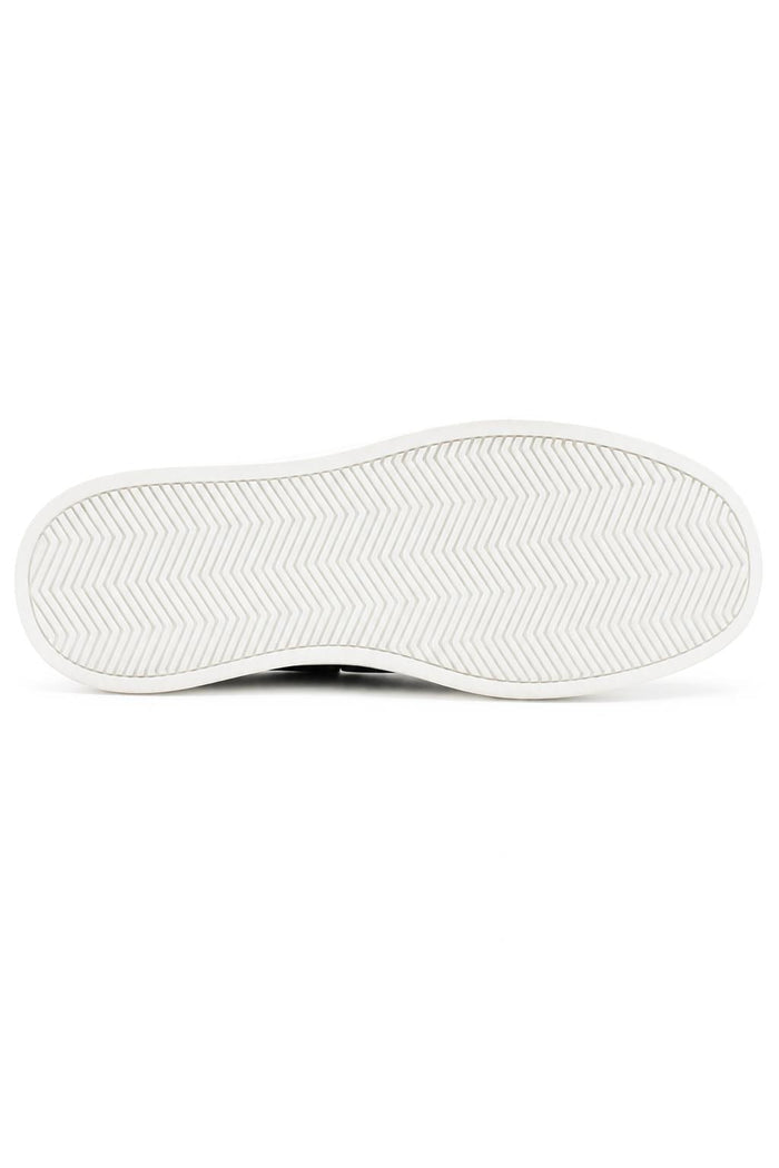 Men's Black Real Leather Double Monk Strap Trainers White Sole