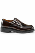 Men's Brown Real Leather & Suede Double Monk Strap Shoes