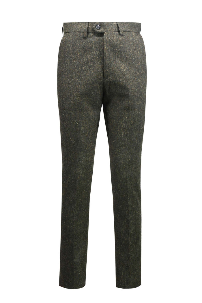 Men’s Classic Green Tweed Trousers Vintage Styled Tailored Fit Formal Suit Pants