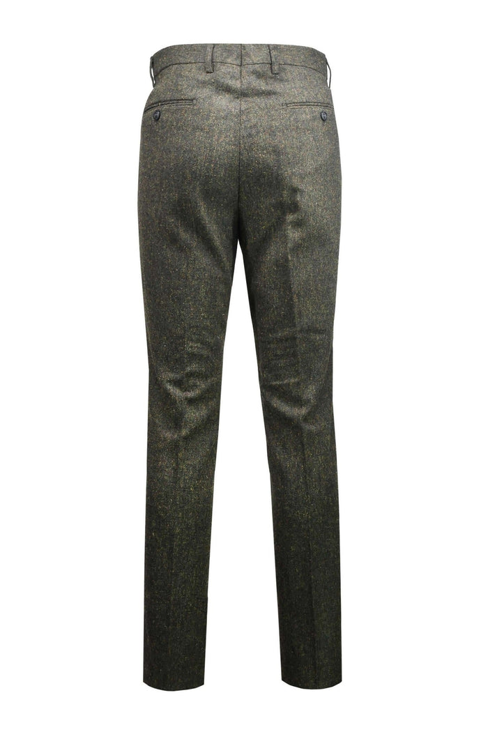 Men’s Classic Green Tweed Trousers Vintage Styled Tailored Fit Formal Suit Pants